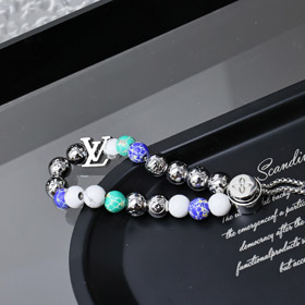 Louis Vuitton LV colorate perline lettere cucitura braccialetto floreale con catena in metallo-3557