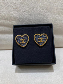 Orecchini Chanel piccolo oro nero denim amore doppio c orecchini-3579
