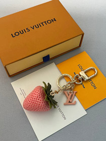 Louis Vuitton LV rosso rosa fragola borsa decorazione portachiavi pendente-3580