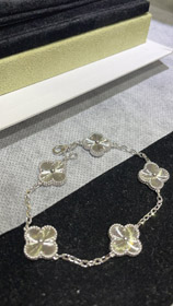 Van Cleef & Arpels oro bianco laser quattro foglie trifoglio cinque fiori braccialetto-3731